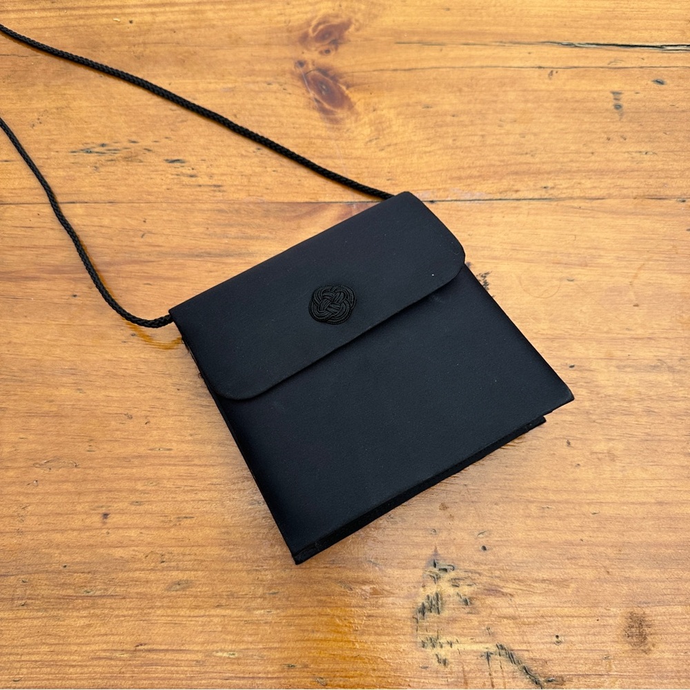 Vintage 90s Satin Black Crossbody Purse